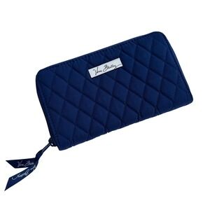 Vera Bradley Quilted Zip Around Wallet Navy Blue